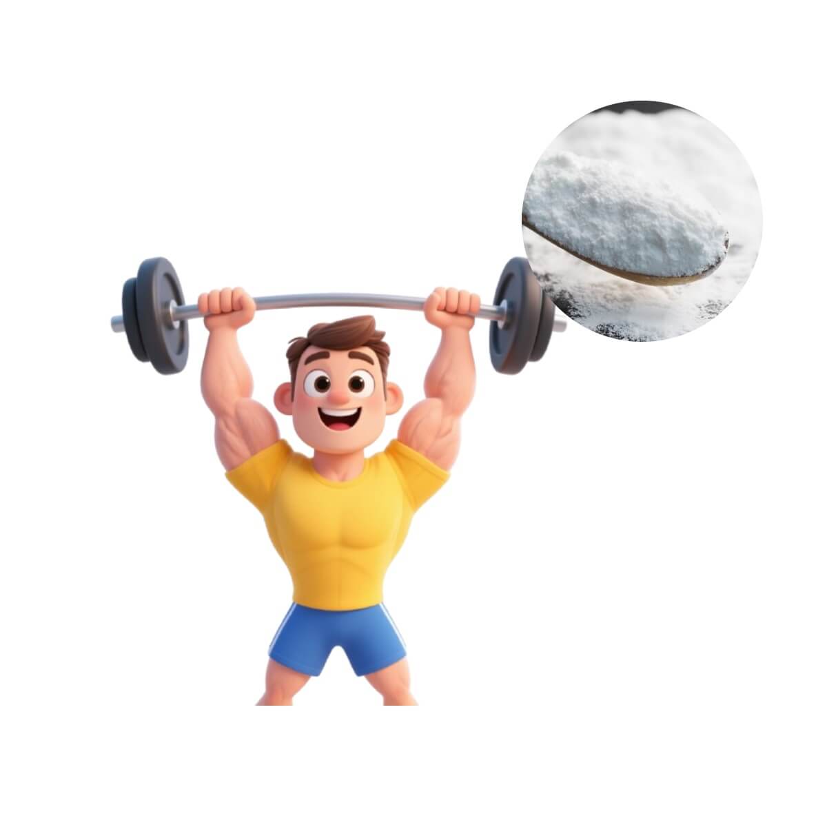 Creatine Monohydrate Powder with benefits infographic, the gold standard for muscle strength, power output, and exercise performance supplements