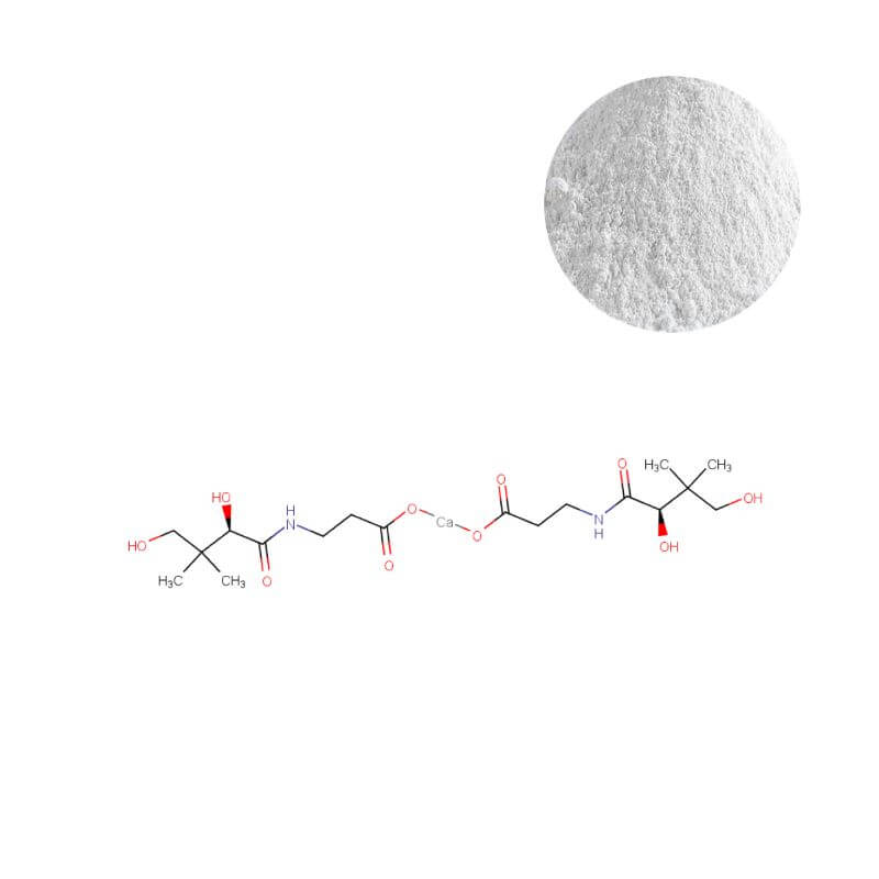 Premium D-Calcium Pantothenate (Vitamin B5) USP Grade Anhydrous Powder and Molecular Structure