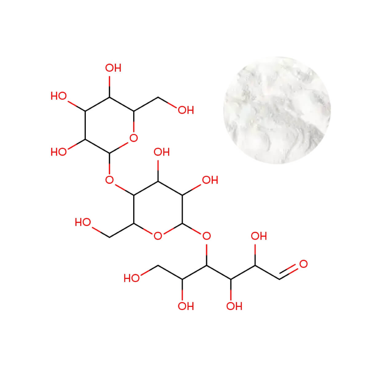 High-purity GOS Powder shown at molecular and bulk scale, available for manufacturers.