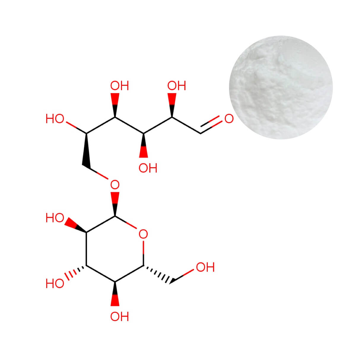 Isomalto-oligosaccharides (IMO) powder with molecular structure - Low-glycemic prebiotic fiber (α(1→6) glucose polymers