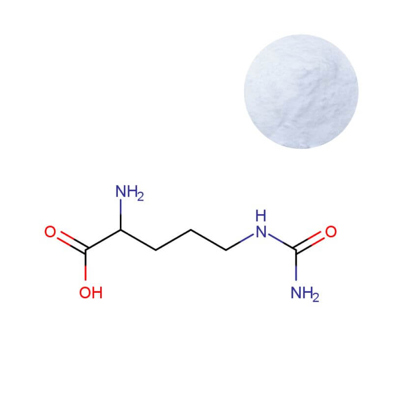 High-purity L-Citrulline Powder (99%) and its molecular structure C6H13N3O3