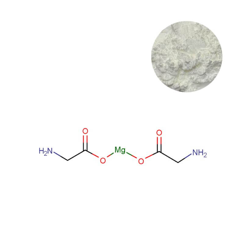 Pure Magnesium Bisglycinate powder with molecular structure for pharmaceutical & supplement use