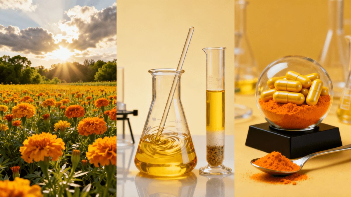 The production journey of Marigold Extract into Lutein capsules for eye health supplements.
