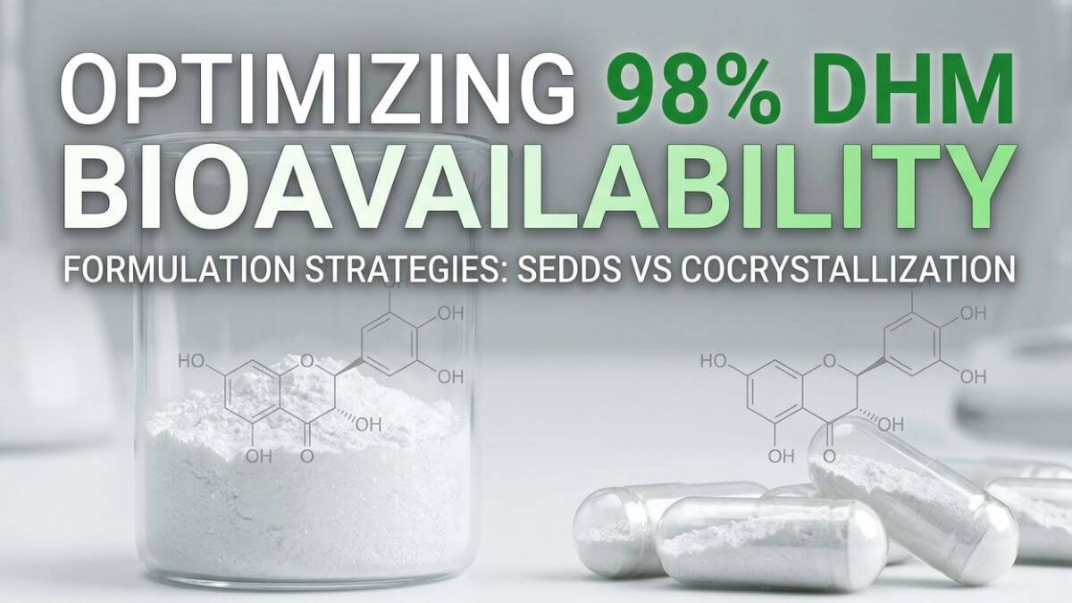 98% DHM powder and capsules showcasing bioavailability formulation strategies.