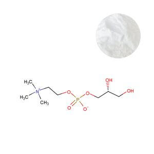 Thumbnail of bulk Alpha GPC powder and molecular structure formula for B2B wholesale