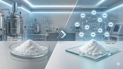 Oclean Nutra EAA vs BCAA pure white amino acid powder overview.