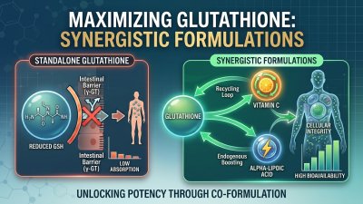 Comparison of standalone vs synergistic Glutathione formulations in cellular absorption.