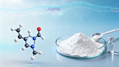 L-Ergothioneine science - molecular diagram and pure powder sample