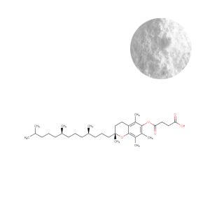Bulk Vitamin E Succinate Powder raw material sample in high-purity crystalline form.